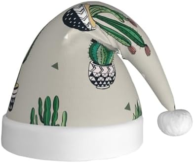 Personalized Santa Hat with Green Cactus Print