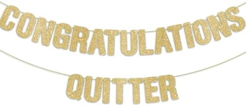 Pre Strung Congratulations Quitter Banner - Gold Glitter