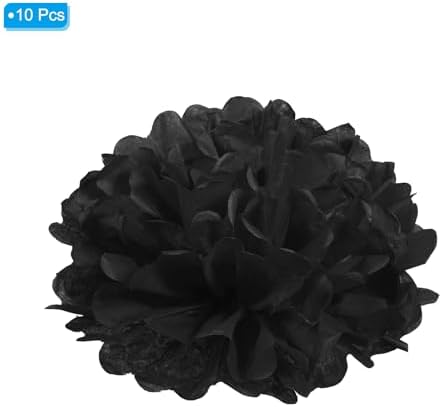 PATIKIL 8 Inch Black Tissue Pom Poms Flowers 10 Pack