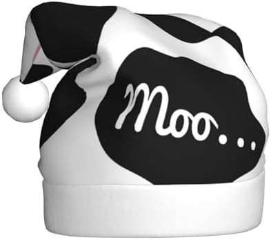 QINZHENG Personalized Santa Hat with Cow Print