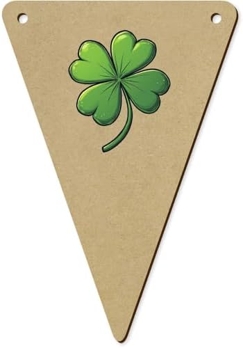 5 x 140mm Four Leaf Clover Wooden Bunting Flags
