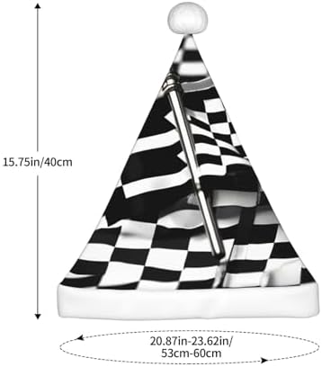 QINZHENG Checkered Flags Santa Hat Personalized Christmas Headwear