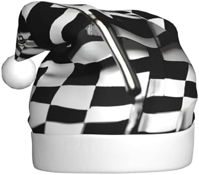 QINZHENG Checkered Flags Santa Hat Personalized Christmas Headwear