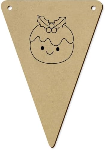 5 x 140mm Christmas Pudding Wooden Bunting Flags