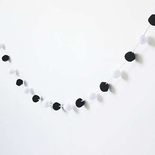 Black and White Felt Ball Garland 30mm 30 Balls 78in