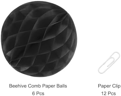 MECCANIXITY 6 Inch Black Paper Pom Pom Flower Balls