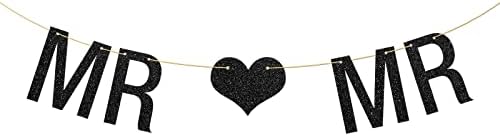 Mr Mr Banner Gay Theme Decor with Black Glitter