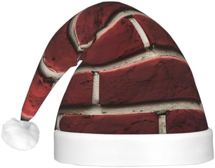 QINZHENG Brick Red Santa Hat with LED Lights for Adults Christmas Hat