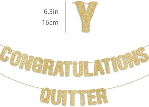 Pre Strung Congratulations Quitter Banner - Gold Glitter