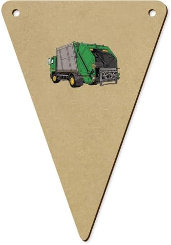 5pcs Green Refuse Lorry Wooden Bunting Flags