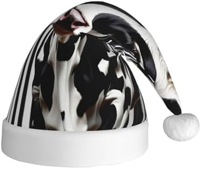 QinZheng Personalized Santa Hat with Black White Milk Cow Print