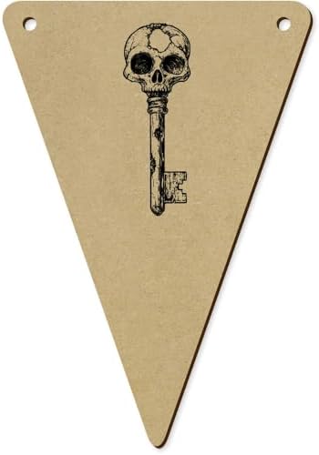 5 x 140mm Skull Key Wooden Bunting Flags