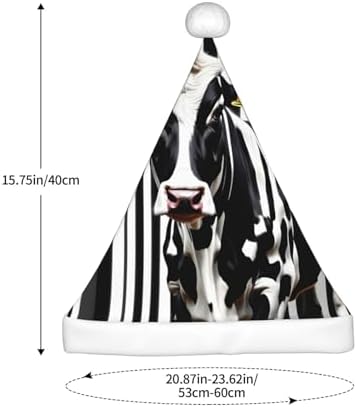 QinZheng Personalized Santa Hat with Black White Milk Cow Print