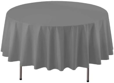 Party Essentials ValuMost 84 Inch Round Plastic Table Cover Silver