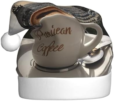 QINZHENG Parisian Coffee Eiffel Tower Santa Hat for Women