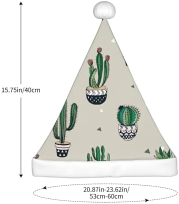 Personalized Santa Hat with Green Cactus Print