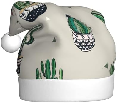 Personalized Santa Hat with Green Cactus Print