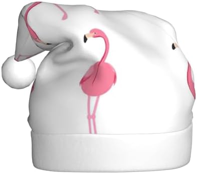 QINZHENG Flamingos Print Santa Hat for Women Adult
