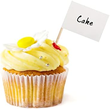 BLUE TOP 100 Pcs Blank Kraft Flag Toothpick Cupcake Toppers