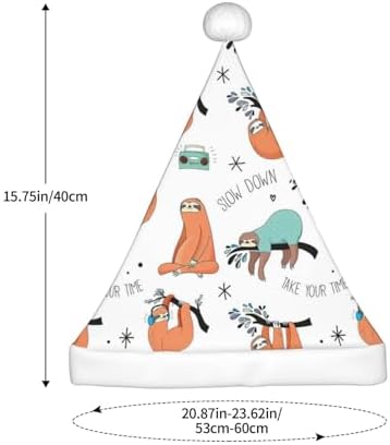 QinZheng Brown Sloth Print Santa Hat for Women