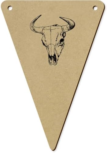 5 Piece 140mm Cow Skull Wooden Bunting Flags