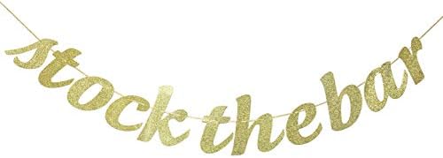Gold Glitter Stock The Bar Banner Wedding Decor