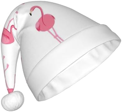 QINZHENG Flamingos Print Santa Hat for Women Adult