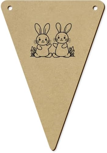 Joyful Rabbits Wooden Bunting Flags 5 Pack