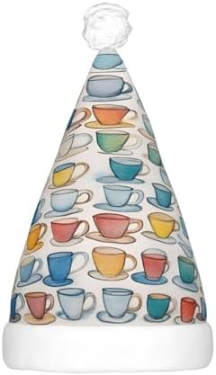 QINZHENG LED Christmas Hat with Teapots and Cups Print
