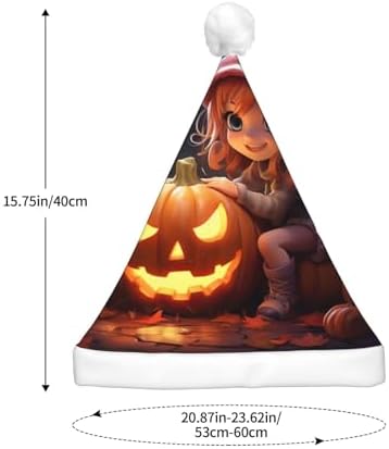 QINZHENG Halloween Pumpkin Print LED Santa Hat for Adults Christmas Party Hat