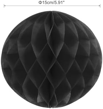 MECCANIXITY 6 Inch Black Paper Pom Pom Flower Balls