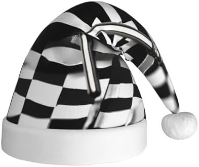 QINZHENG Checkered Flags Santa Hat Personalized Christmas Headwear