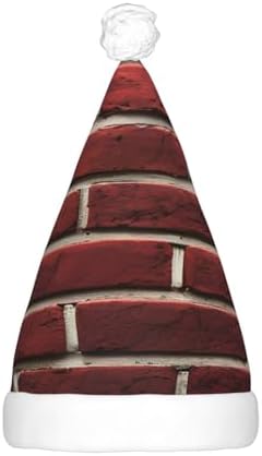 QINZHENG Brick Red Santa Hat with LED Lights for Adults Christmas Hat