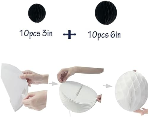 20pcs Black Honeycomb Flower Balls for Party Decoration