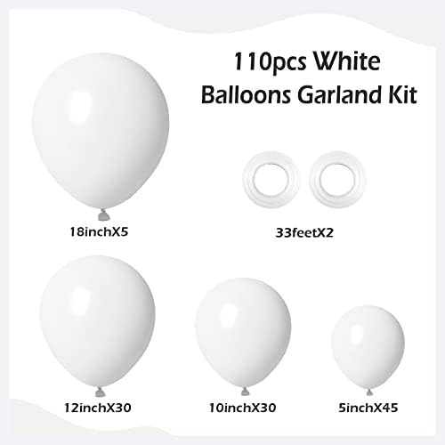 FOTIOMRG 110pcs White Balloon Garland Kit