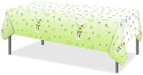 2Pcs Martini Wine Glass Themed Tablecloth for Parties