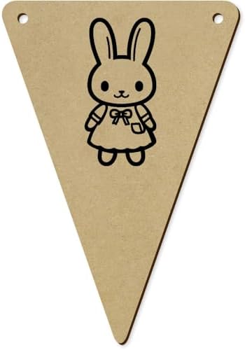 5 Piece Cute Bunny in Dress Wooden Bunting Flags