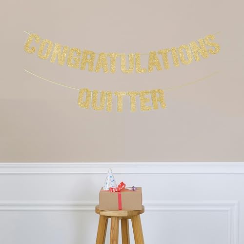 Pre Strung Congratulations Quitter Banner - Gold Glitter