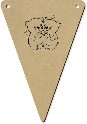 5 x 140mm Teddies in Love Wooden Bunting Flags