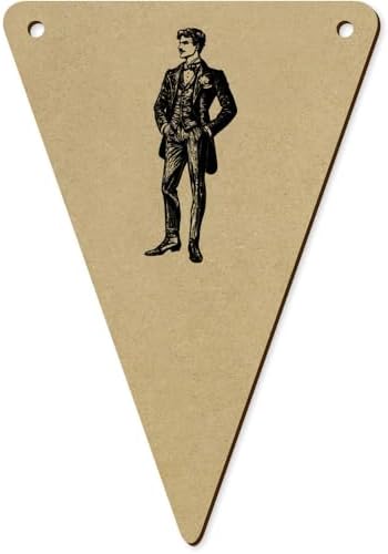 5 x 140mm Victorian Man Wooden Bunting Flags