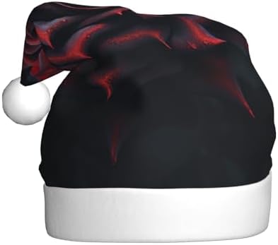 Personalized Santa Hat with Red Rose and Black Leaves Print