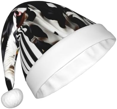 QinZheng Personalized Santa Hat with Black White Milk Cow Print
