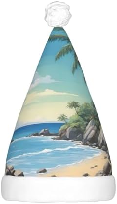 Palm Tree Velvet Santa Hat with LED Lights for Christmas Party