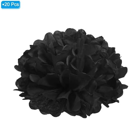 PATIKIL 6 Inch Black Tissue Pom Poms 20 Pack