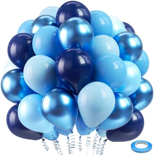 Bezente Blue Balloons Set 60pcs 12 Inch Decorations