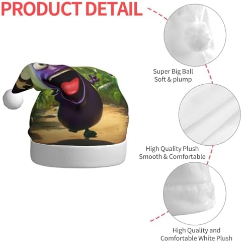 QinZheng Cartoon Eggplant Santa Hat for Women