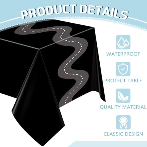 Irenare Racing Car Table Covers 3 Pcs Black 54x108 Inch
