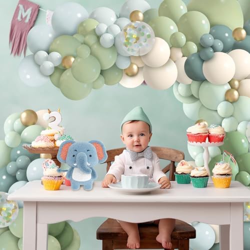 150Pcs Dusty Blue Green Balloon Garland Kit