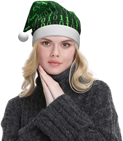 QinZheng Hacker Era Print Santa Hat for Women