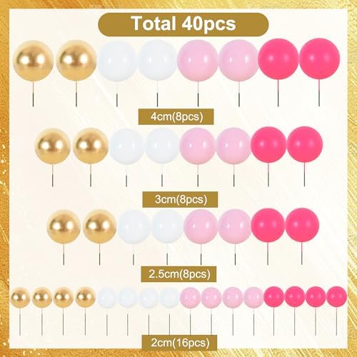 BEISHIDA 40 Pcs Foam Cake Toppers with Sticks